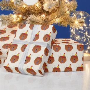Cute Chow Chow with a Santa Hat Pattern Christmas Wrapping Paper