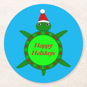 Cute Christ,as Turtle with Flowery Shell Custom Round Paper Coaster
