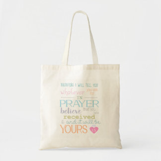 Cute Christian Bible Verse Prayer Faith Pastel NIV Tote Bag