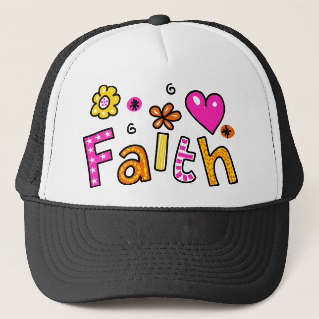 Cute Christian Faith Greeting Text Expression Trucker Hat (Front)