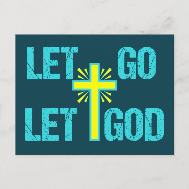 Cute Christian Inspirational Quote Let Go Let God Postcard (Front)