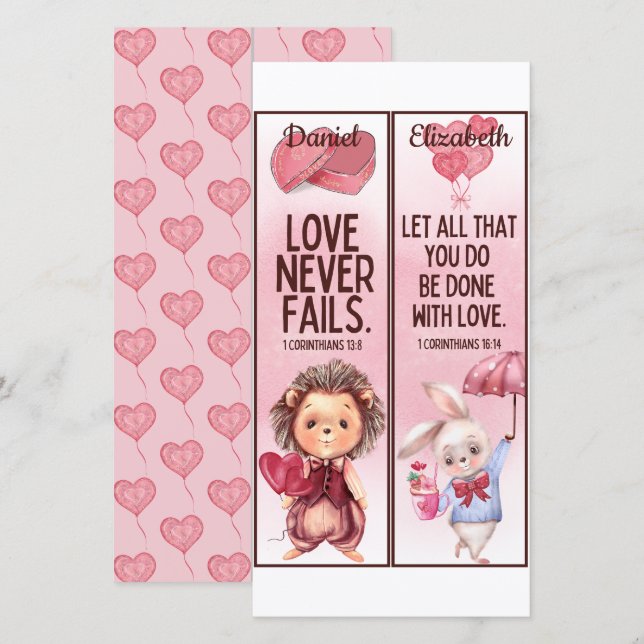 Cute Christian Love Bible Verses Kids Bookmarks  Card (Front/Back)