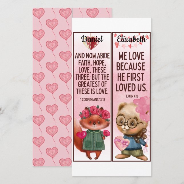 Cute Christian Love Bible Verses Kids Bookmarks Card (Front/Back)