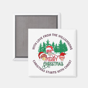 Cute Christian MERRY CHRISTMAS Mushroom Magnet