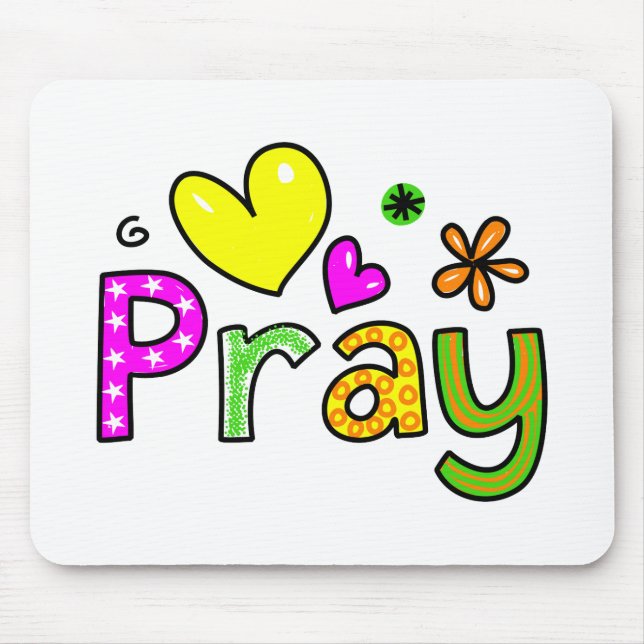 Cute Christian Pray Greeting Text Expression Mouse Mat (Front)