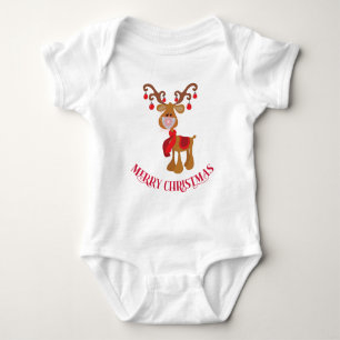 Cute Christmas 2020 Reindeer Rudolph Face Mask Baby Bodysuit