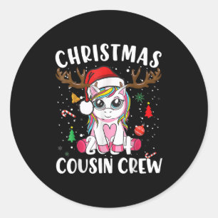 Cute Christmas 2024 Cousin Crew Xmas Lights Unicor Classic Round Sticker