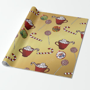 Cute Christmas 3 photos custom and candy canes Wrapping Paper