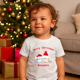 cute christmas abstract watercolor baby seals  T-Shirt