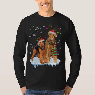 Cute Christmas Airedale Terrier Santa Hats Reindee T-Shirt