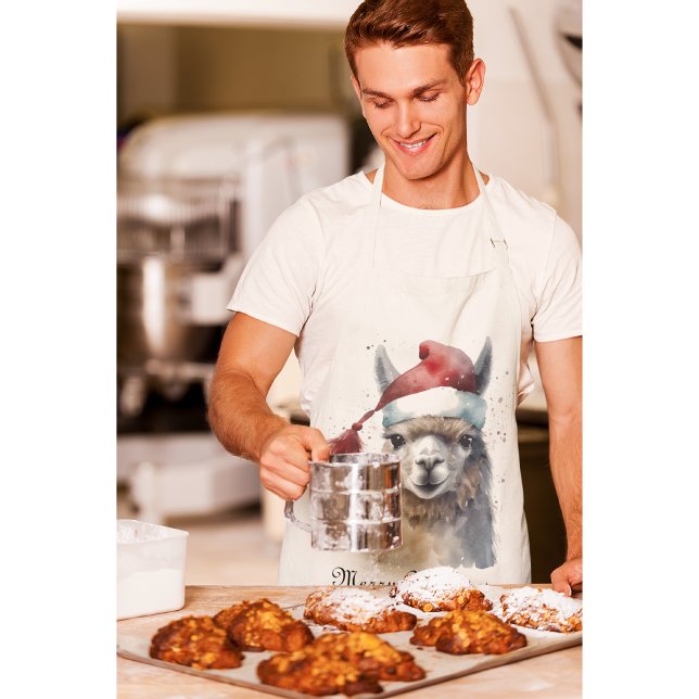 Cute Christmas Alpaca, custom Apron (Creator Uploaded)