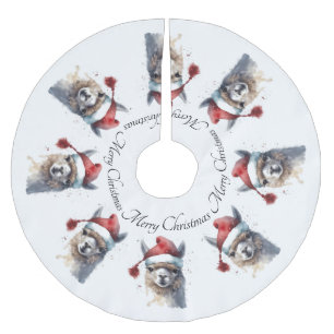 Cute Christmas Alpaca, custom Brushed Polyester Tree Skirt