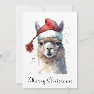 Cute Christmas Alpaca, custom Holiday Card