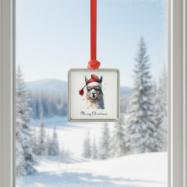 Cute Christmas Alpaca, custom Metal Tree Decoration (Creator Uploaded)
