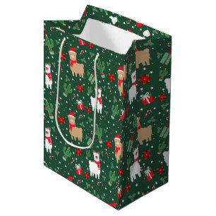 Cute Christmas Alpaca Medium Gift Bag