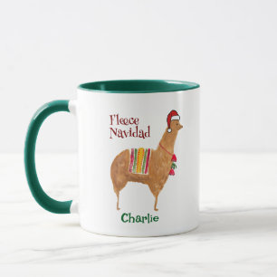 Cute Christmas Alpaca Personalised Animal Holiday Mug