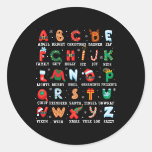 Cute Christmas Alphabet Kindergarten Preschool Tea Classic Round Sticker