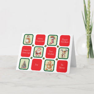 Cute Christmas and Holiday Wishes in Squares Card