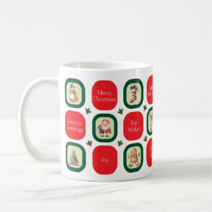 Cute Christmas and Holiday Wishes in Squares  Coffee Mug