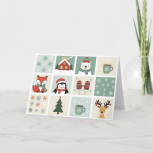Cute Christmas and Winter Animal Clipart Set Card