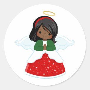 Cute Christmas Angel Classic Round Sticker