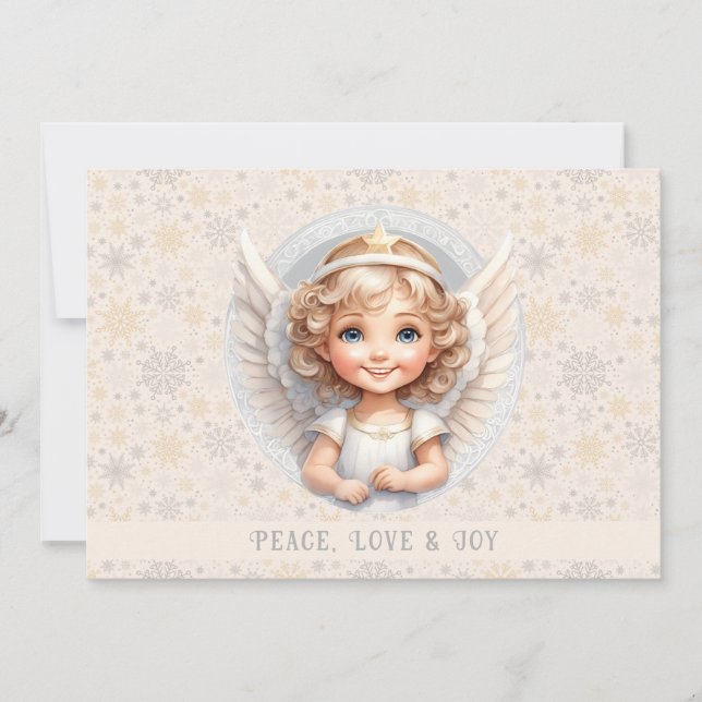 Cute Christmas Angel Holiday Card (Front)