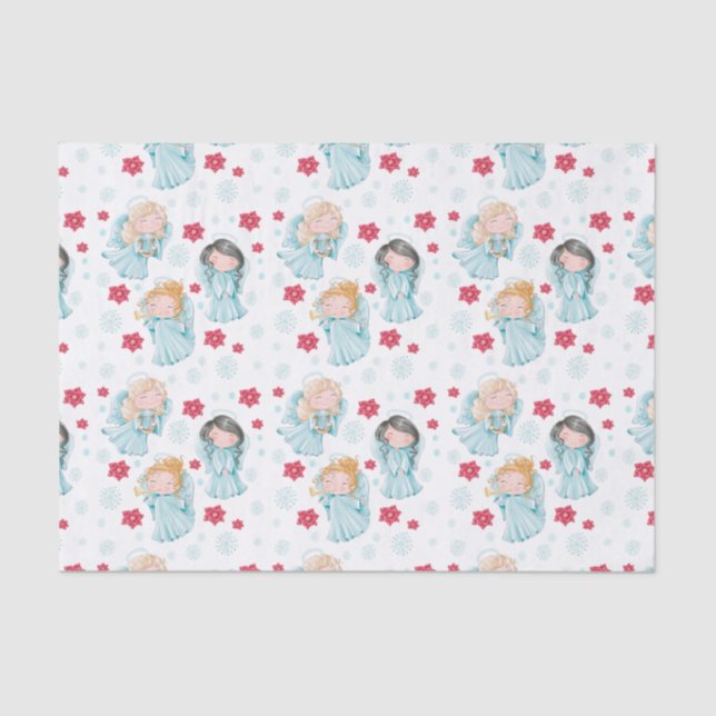 Cute Christmas Angels Tissue Paper (Front)