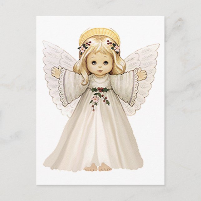 Cute Christmas Angels With Arms Out Postcard (Front)
