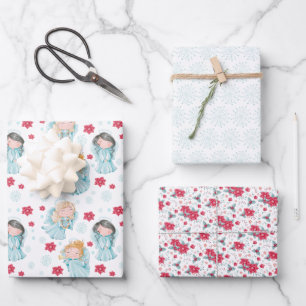 Cute Christmas Angels  Wrapping Paper Sheet
