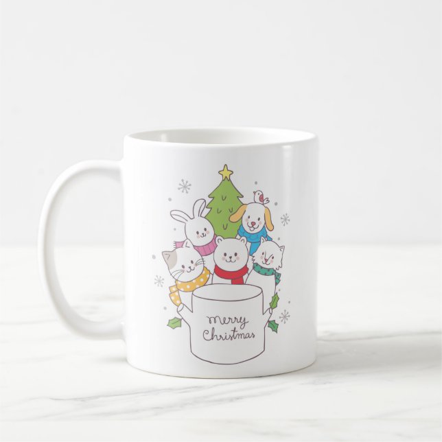 Cute Christmas Animal Friends | Christmas Holidays Coffee Mug (Left)