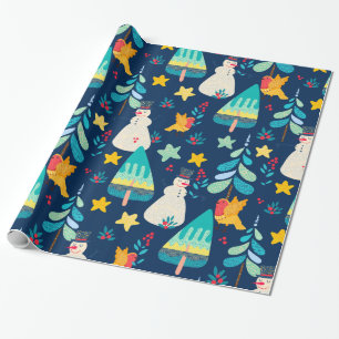 Cute Christmas animals and symbols pattern 2a Wrapping Paper