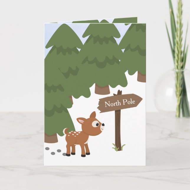 Cute Christmas Animals at the North Pole Holiday Card (Front)