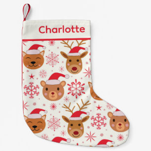 Cute Christmas Animals Cat, bear and reindeer  Small Christmas Stocking