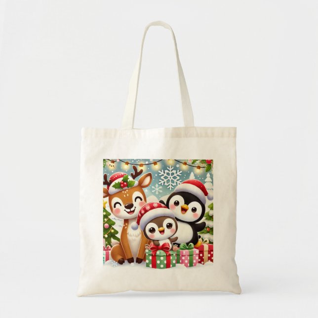 Cute Christmas Animals Design Bag (Front)