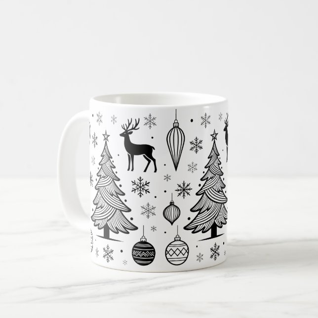 Cute Christmas Animals Illustration Coffee Mug (Front Left)