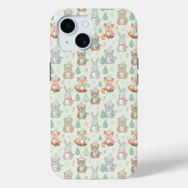 Cute Christmas Animals Seamless Pattern Case-Mate iPhone Case (Back)