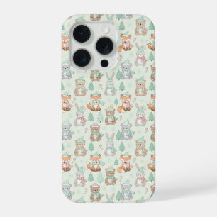 Cute Christmas Animals Seamless Pattern iPhone 15 Pro Case