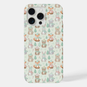 Cute Christmas Animals Seamless Pattern iPhone 15 Pro Max Case