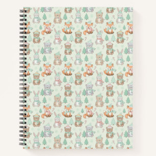 Cute Christmas Animals Seamless Pattern Notebook
