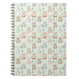 Cute Christmas Animals Seamless Pattern Notebook