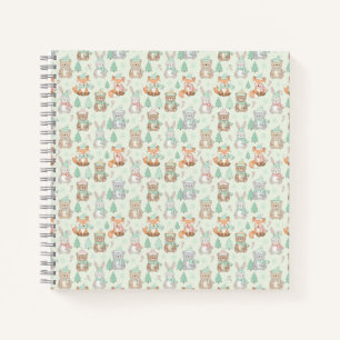 Cute Christmas Animals Seamless Pattern Notebook