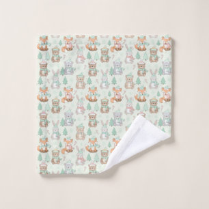 Cute Christmas Animals Seamless Pattern Wash Cloth