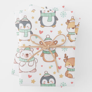 Cute Christmas Animals Wrapping Paper – Festive Ho