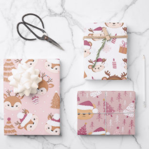 Cute Christmas Animals Wrapping Sheet set of 3