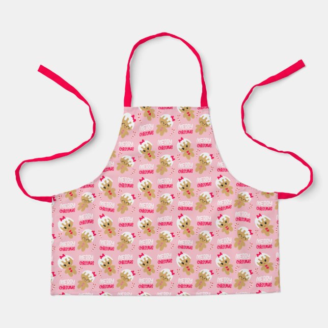 cute Christmas Apron for kids with gingerbread (Front)