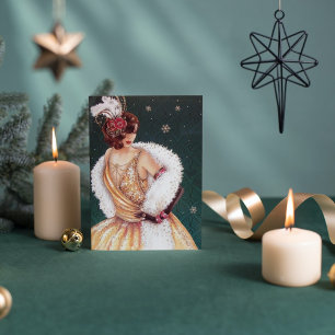 Cute Christmas art deco vintage add message card