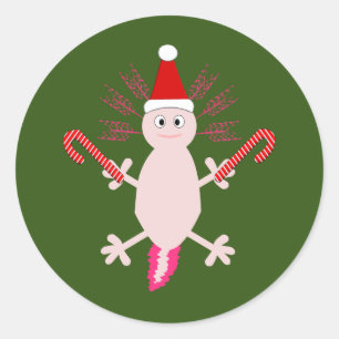 Cute Christmas Axolotl Classic Round Sticker
