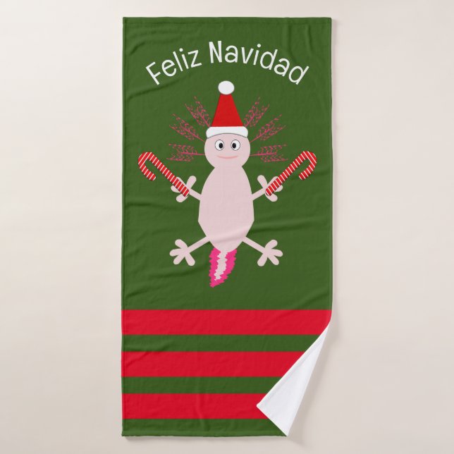 Cute Christmas Axolotl Custom Bath Towel (Bath Towel)