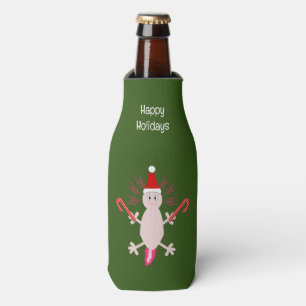 Cute Christmas Axolotl Custom Bottle Cooler