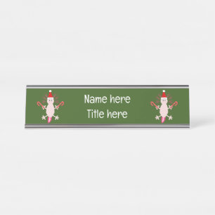 Cute Christmas Axolotl Custom Desk Name Plate